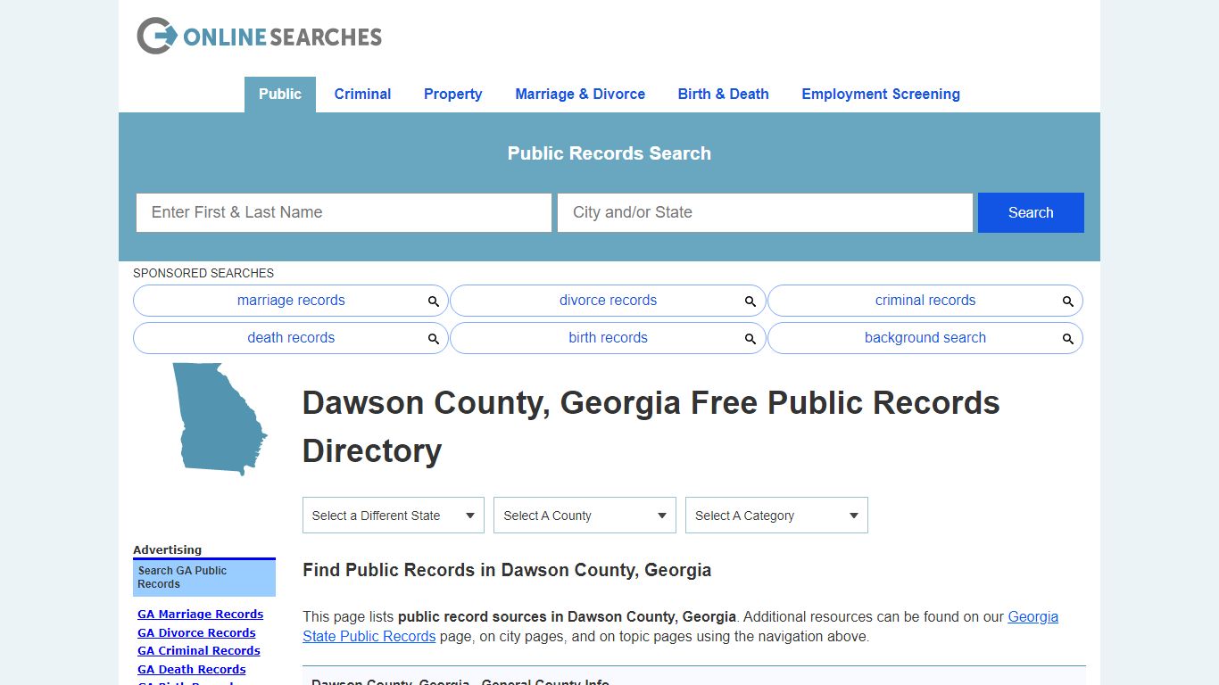 Dawson County, Georgia Public Records Directory