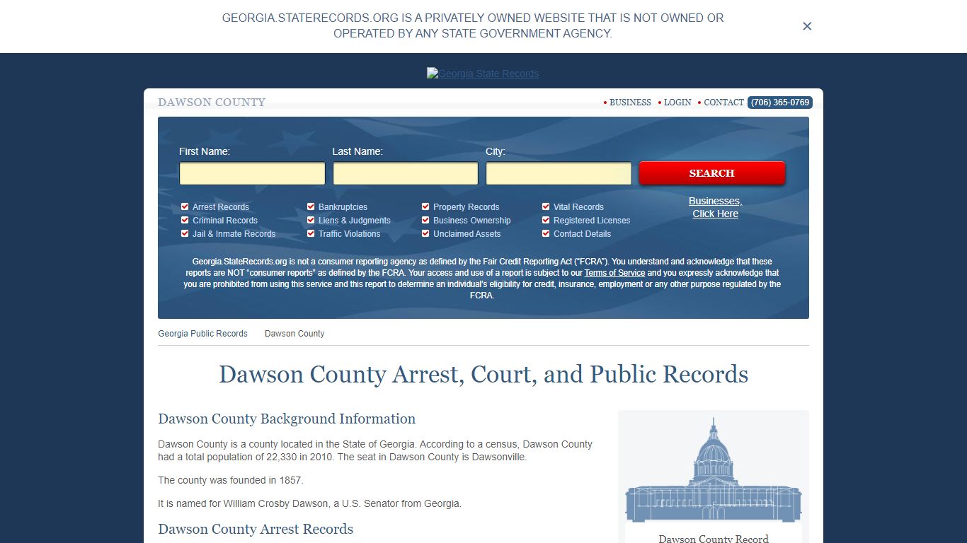 Dawson County Arrest, Court, and Public Records